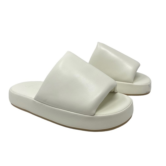 STAND STUDIO Tuva Slippers Sz 5 Women's White Faux Leather Slip On - Picture 2 of 12